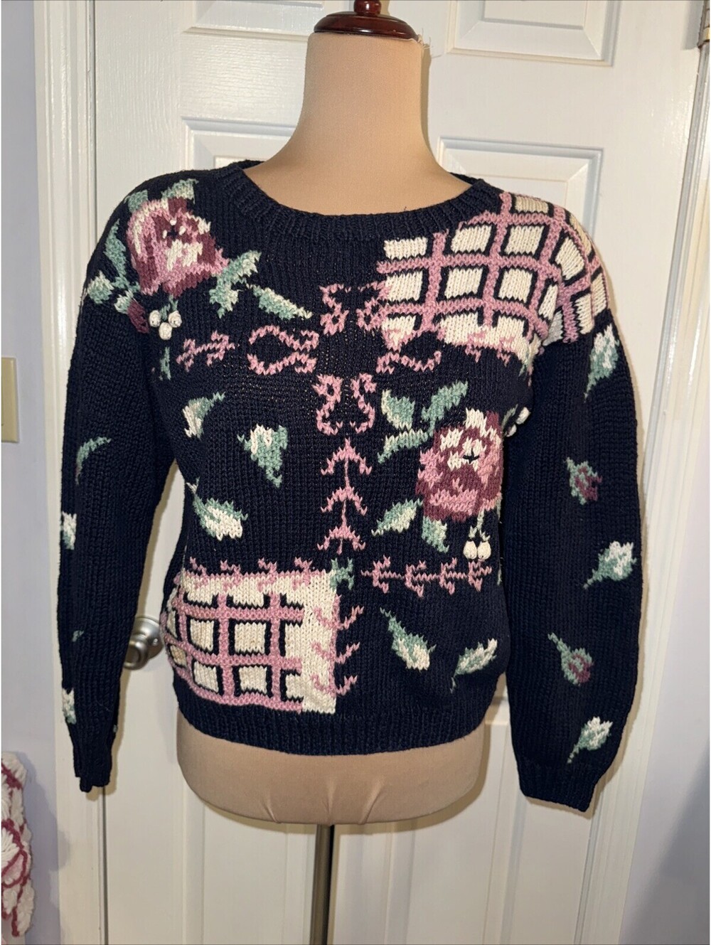 Vintage PS Sport Women's size Small Knit Floral Cottagecore Sweater